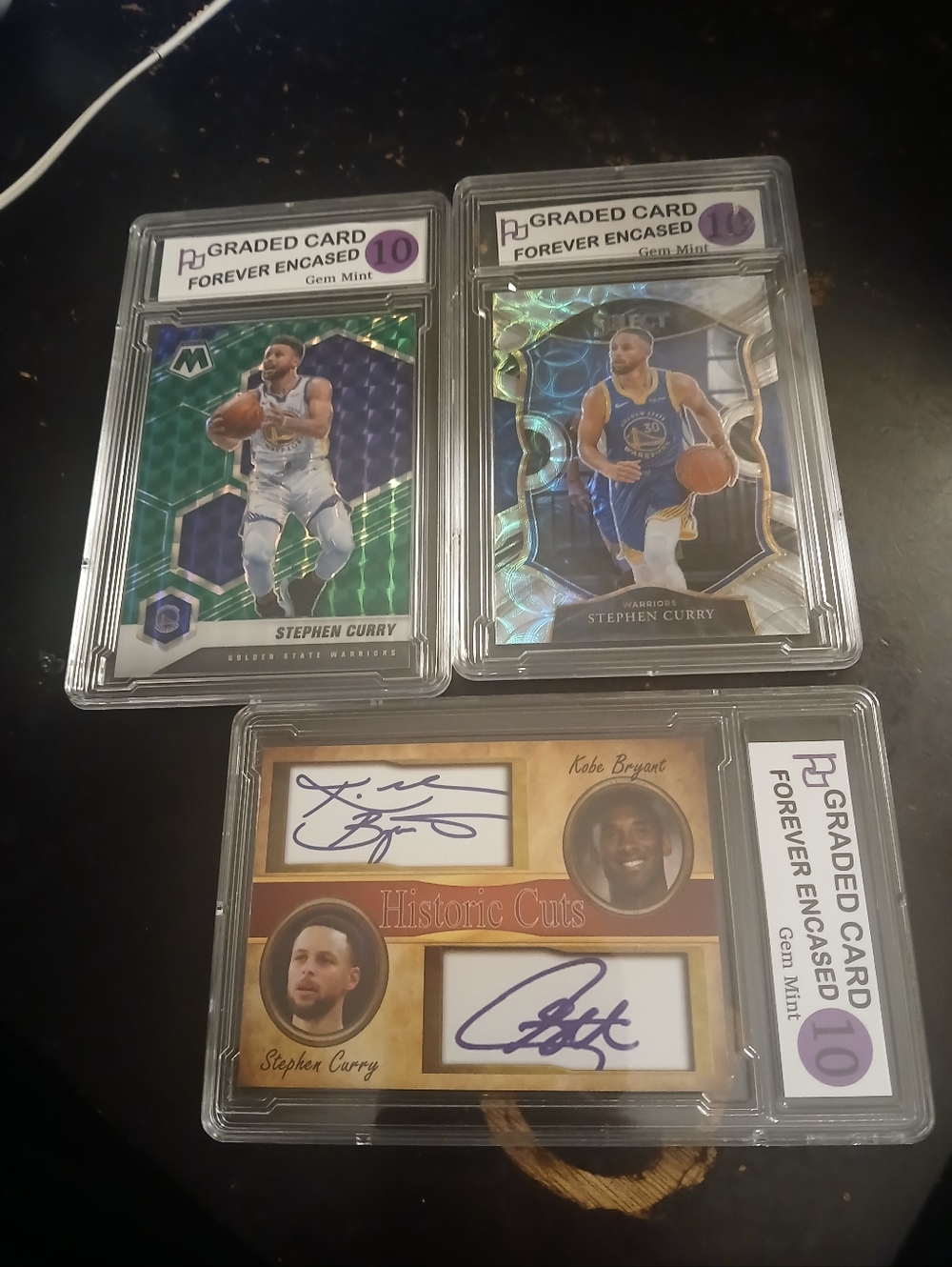 For BERNIERCPanini Stephen Curry Autograph & Rookie Card Set – Green/Blue/Silver